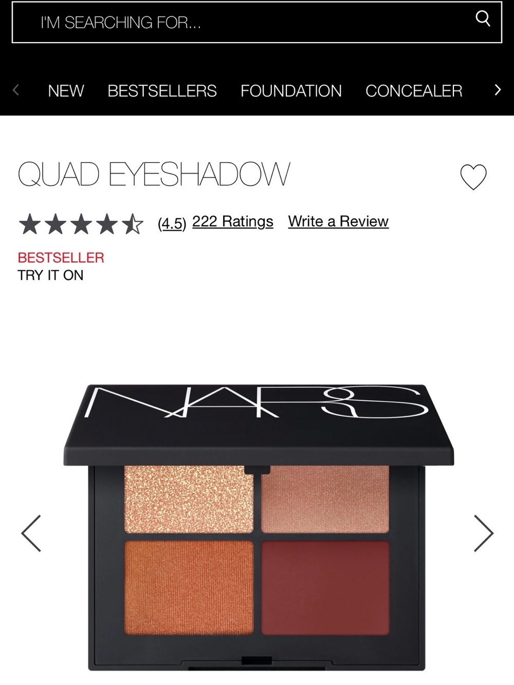 NARS “Taj Mahal” Quad Eyeshadow Palette - Bronzy neutrals - Best Seller!